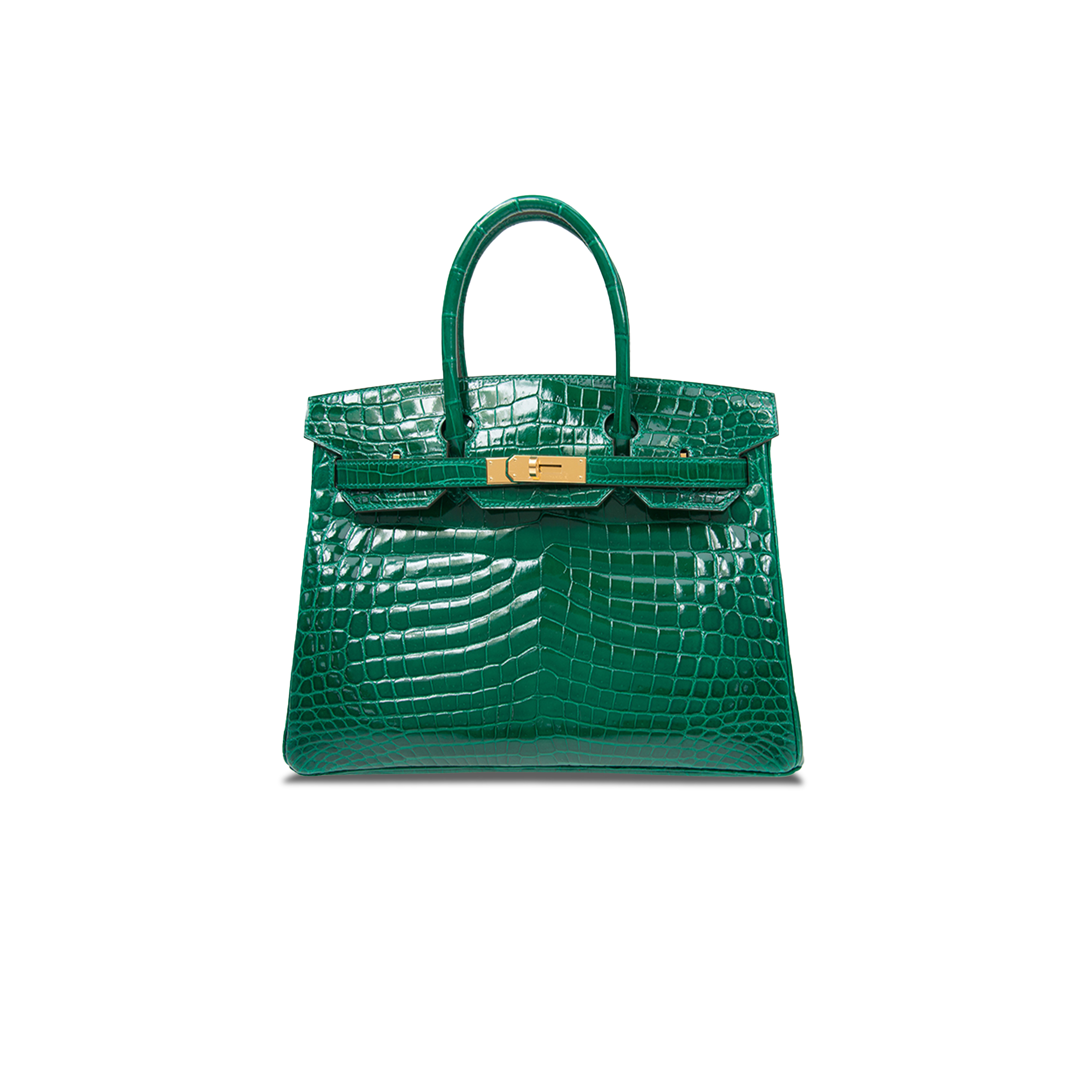 HERMÈS MASTER BIRKIN 30 CROCODILE LEATHER EMERALD GREEN GOLD BUCKLE H041367CK46 (30*22*16cm)